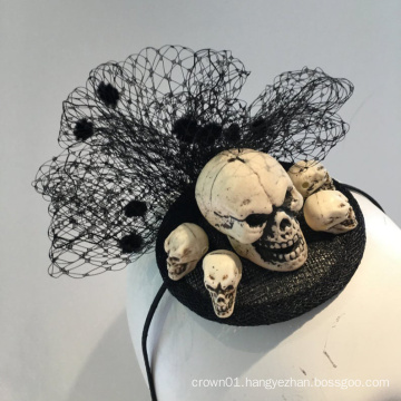 Skull Fascinator Day of the Dead Halloween Skull headpiece Dia de Muertos